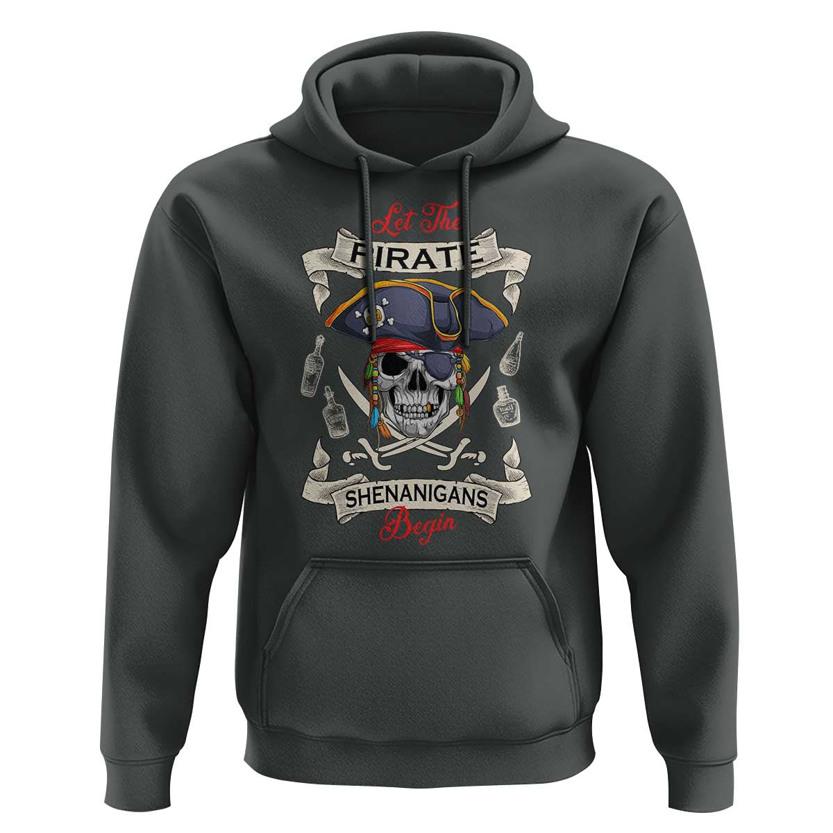 Skull Pirate Let The Pirate Shenanigans Begin Hoodie Halloween Crossbones Freebooter