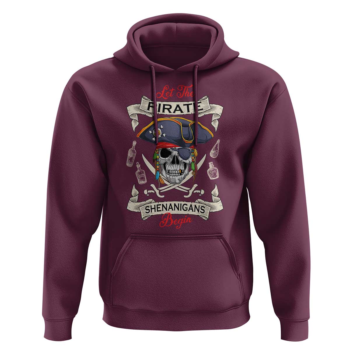 Skull Pirate Let The Pirate Shenanigans Begin Hoodie Halloween Crossbones Freebooter