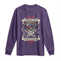 Skull Pirate Let The Pirate Shenanigans Begin Long Sleeve Shirt Halloween Crossbones Freebooter