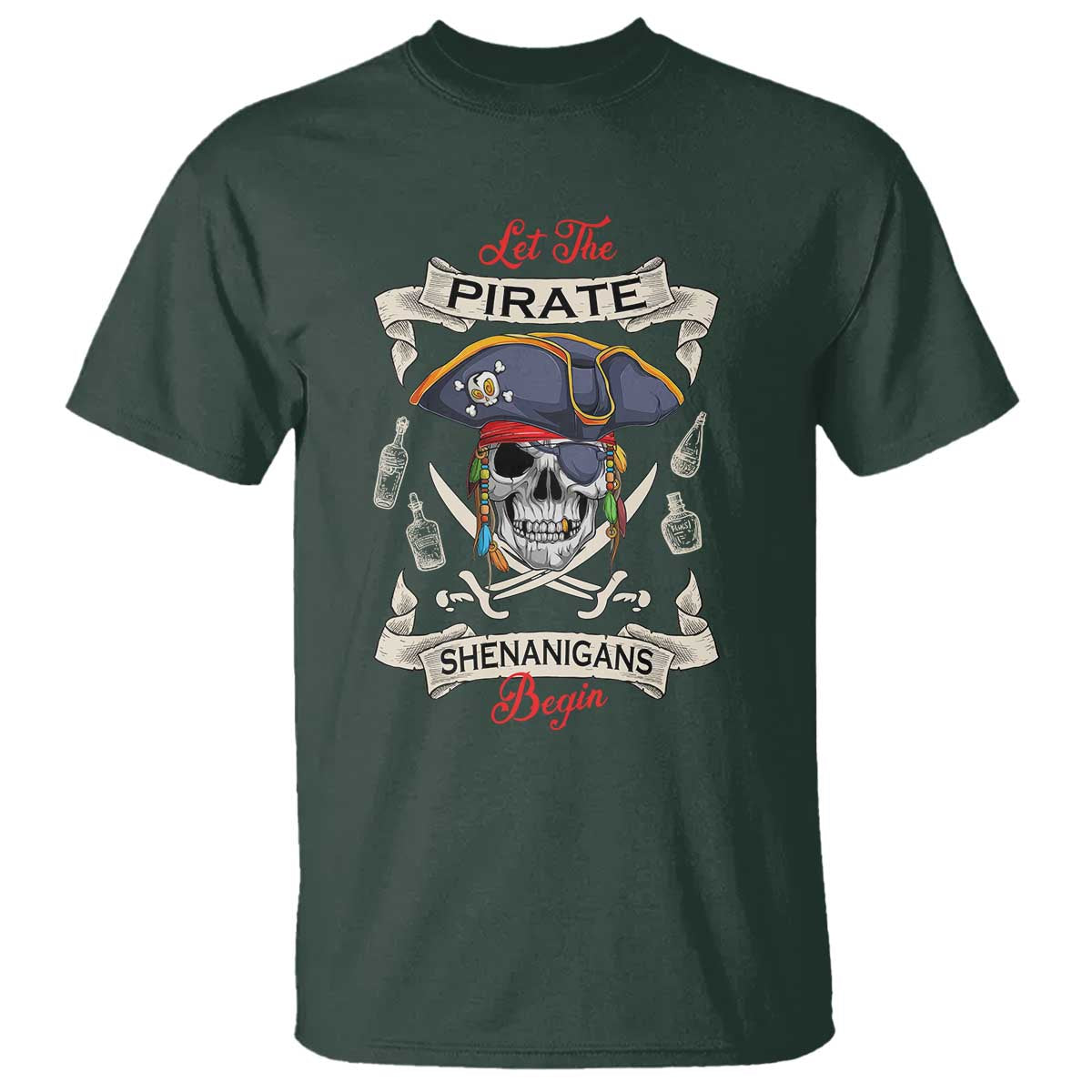 Skull Pirate Let The Pirate Shenanigans Begin T Shirt Halloween Crossbones Freebooter