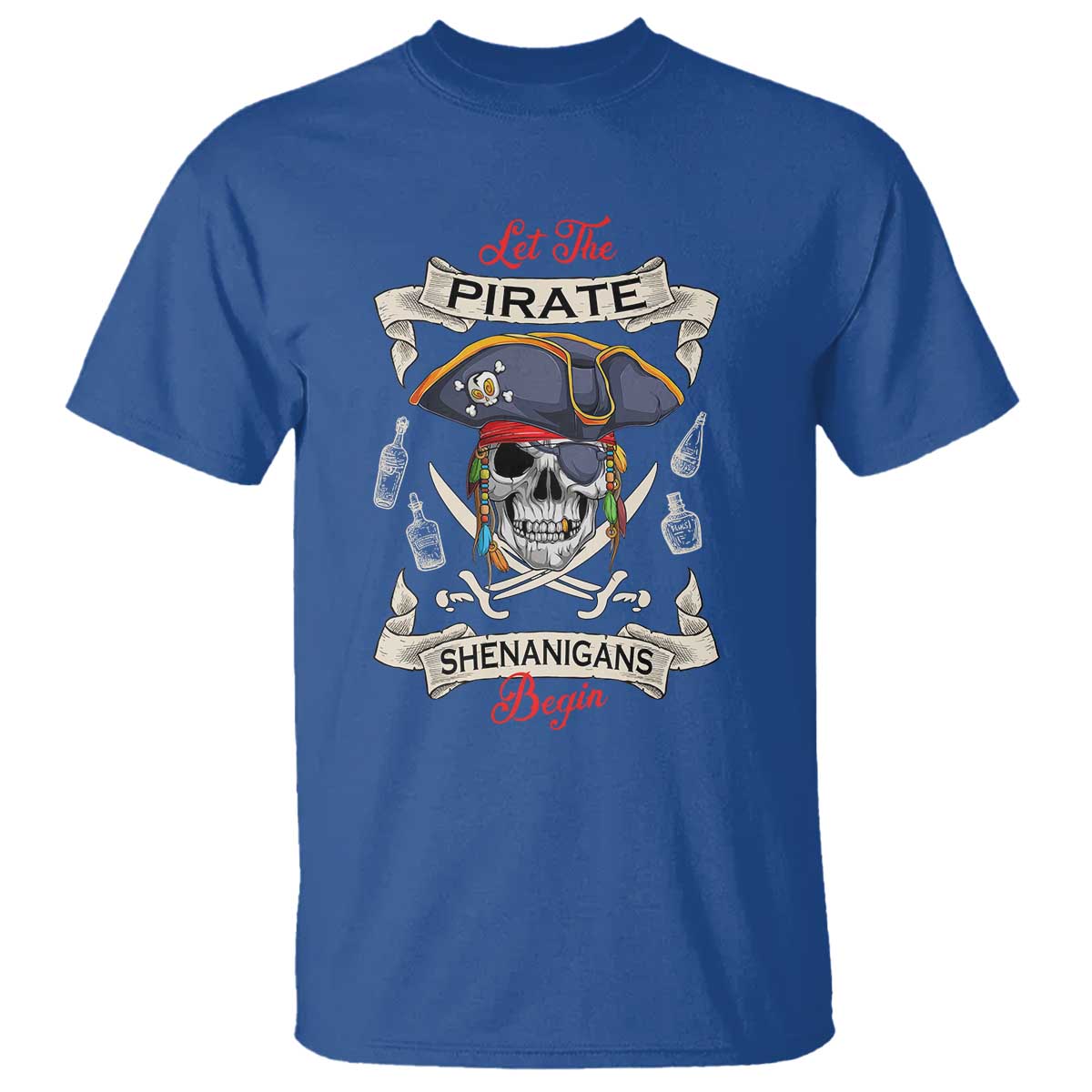 Skull Pirate Let The Pirate Shenanigans Begin T Shirt Halloween Crossbones Freebooter