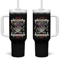 Skull Pirate Let The Pirate Shenanigans Begin Tumbler With Handle Halloween Crossbones Freebooter