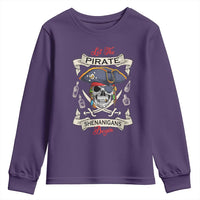 Skull Pirate Let The Pirate Shenanigans Begin Youth Sweatshirt Halloween Crossbones Freebooter