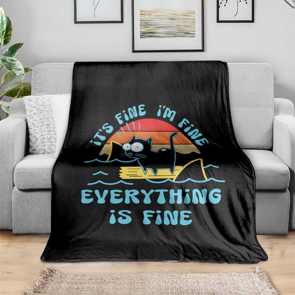 It's Fine I'm Fine Everything Is Fine Funny Cat Throw Blanket Christmas Gift - Wonder Print Shop