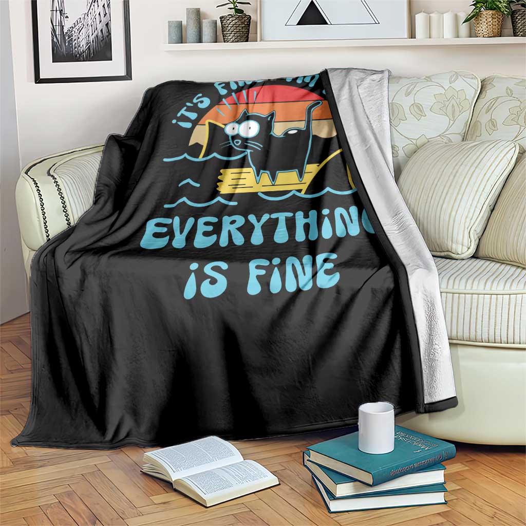 It's Fine I'm Fine Everything Is Fine Funny Cat Throw Blanket Christmas Gift - Wonder Print Shop