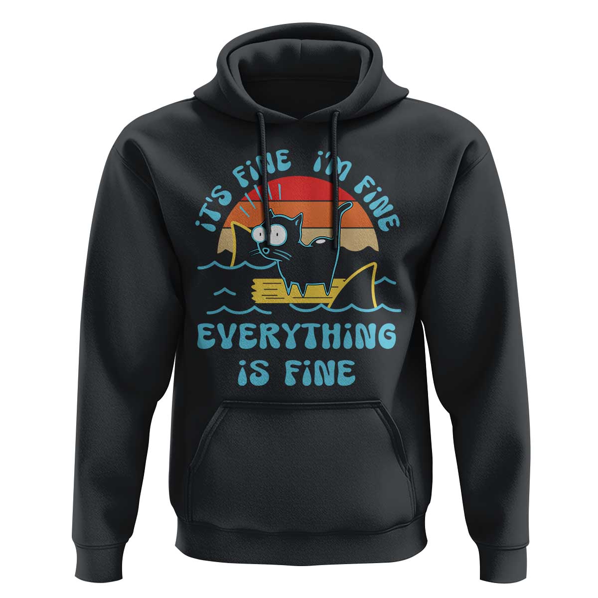 It's Fine I'm Fine Everything Is Fine Funny Cat Hoodie Christmas Gift - Wonder Print Shop