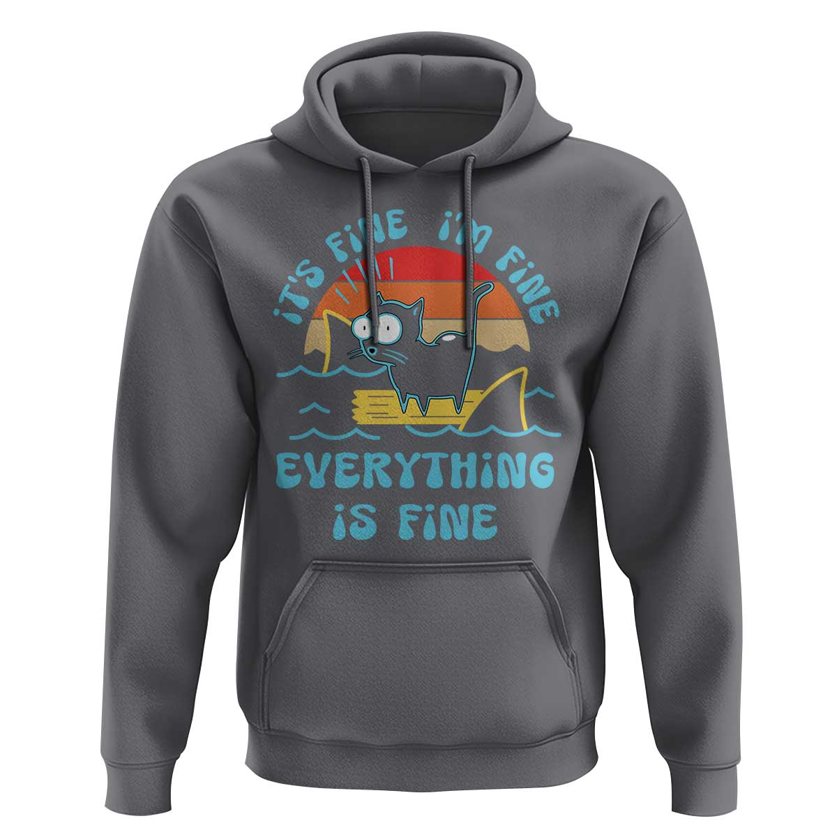 It's Fine I'm Fine Everything Is Fine Funny Cat Hoodie Christmas Gift - Wonder Print Shop