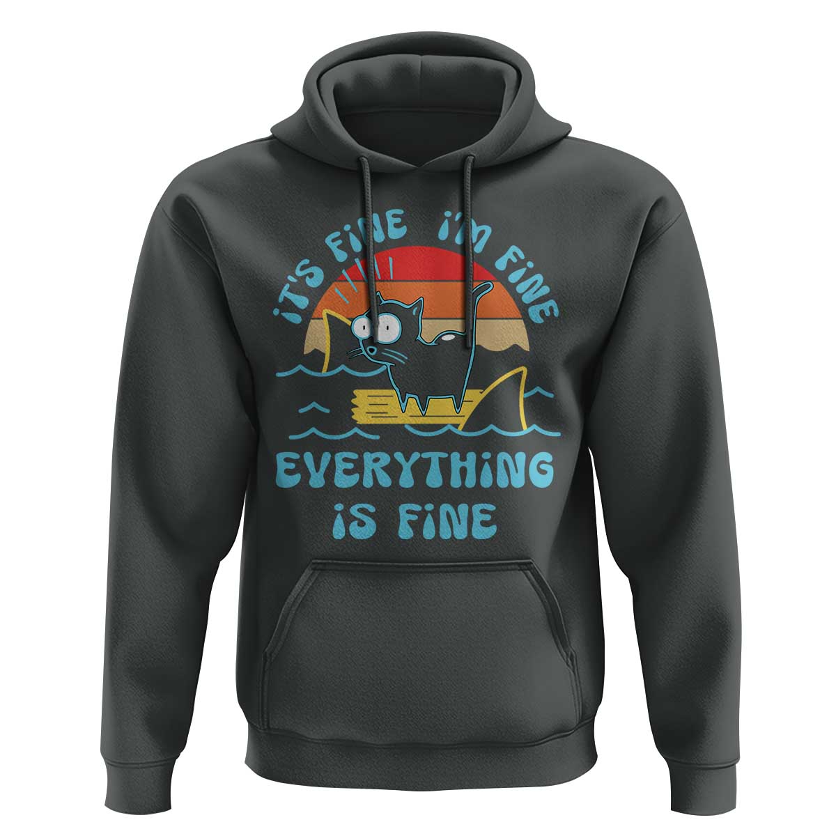It's Fine I'm Fine Everything Is Fine Funny Cat Hoodie Christmas Gift - Wonder Print Shop