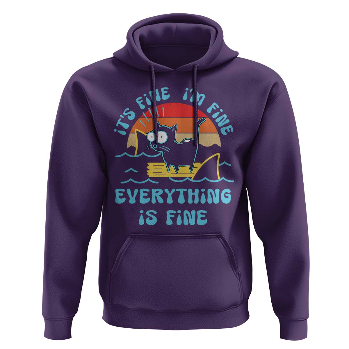 It's Fine I'm Fine Everything Is Fine Funny Cat Hoodie Christmas Gift - Wonder Print Shop