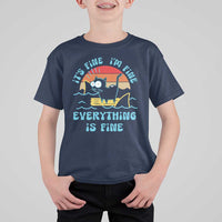 It's Fine I'm Fine Everything Is Fine Funny Cat T Shirt For Kid Christmas Gift - Wonder Print Shop