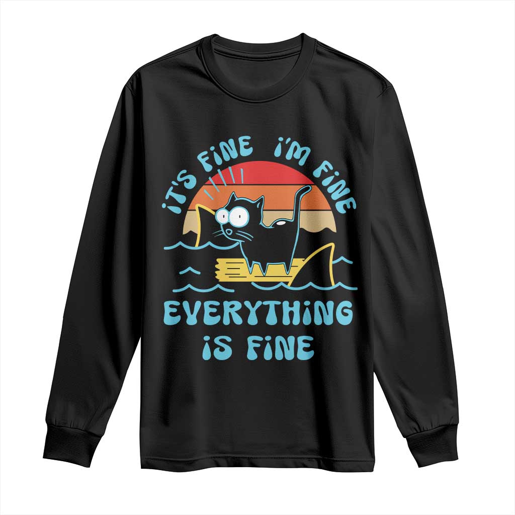It's Fine I'm Fine Everything Is Fine Funny Cat Long Sleeve Shirt Christmas Gift - Wonder Print Shop
