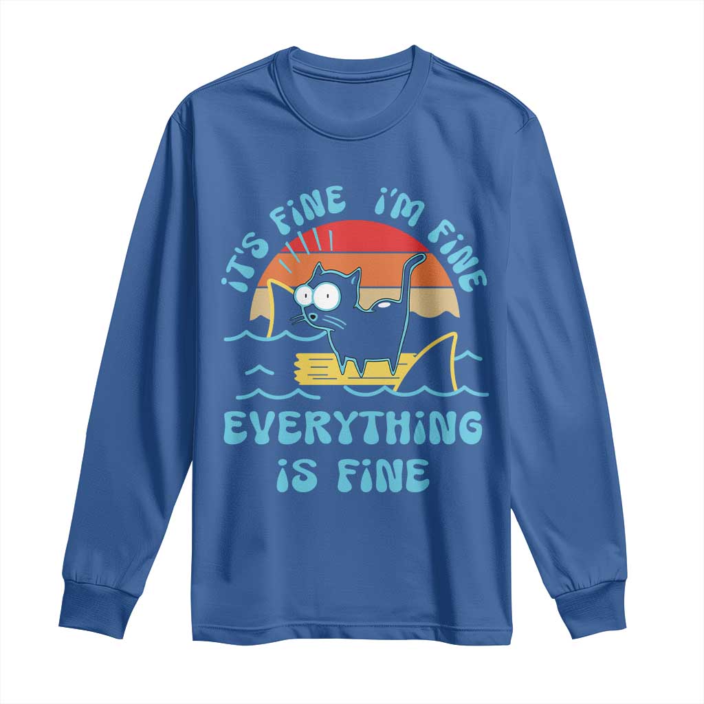 It's Fine I'm Fine Everything Is Fine Funny Cat Long Sleeve Shirt Christmas Gift - Wonder Print Shop