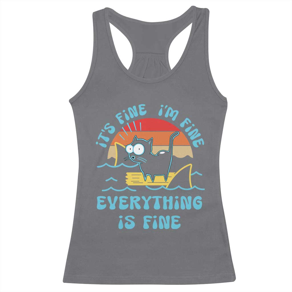 It's Fine I'm Fine Everything Is Fine Funny Cat Racerback Tank Top Christmas Gift - Wonder Print Shop