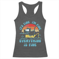 It's Fine I'm Fine Everything Is Fine Funny Cat Racerback Tank Top Christmas Gift - Wonder Print Shop