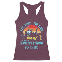It's Fine I'm Fine Everything Is Fine Funny Cat Racerback Tank Top Christmas Gift - Wonder Print Shop
