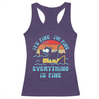 It's Fine I'm Fine Everything Is Fine Funny Cat Racerback Tank Top Christmas Gift - Wonder Print Shop