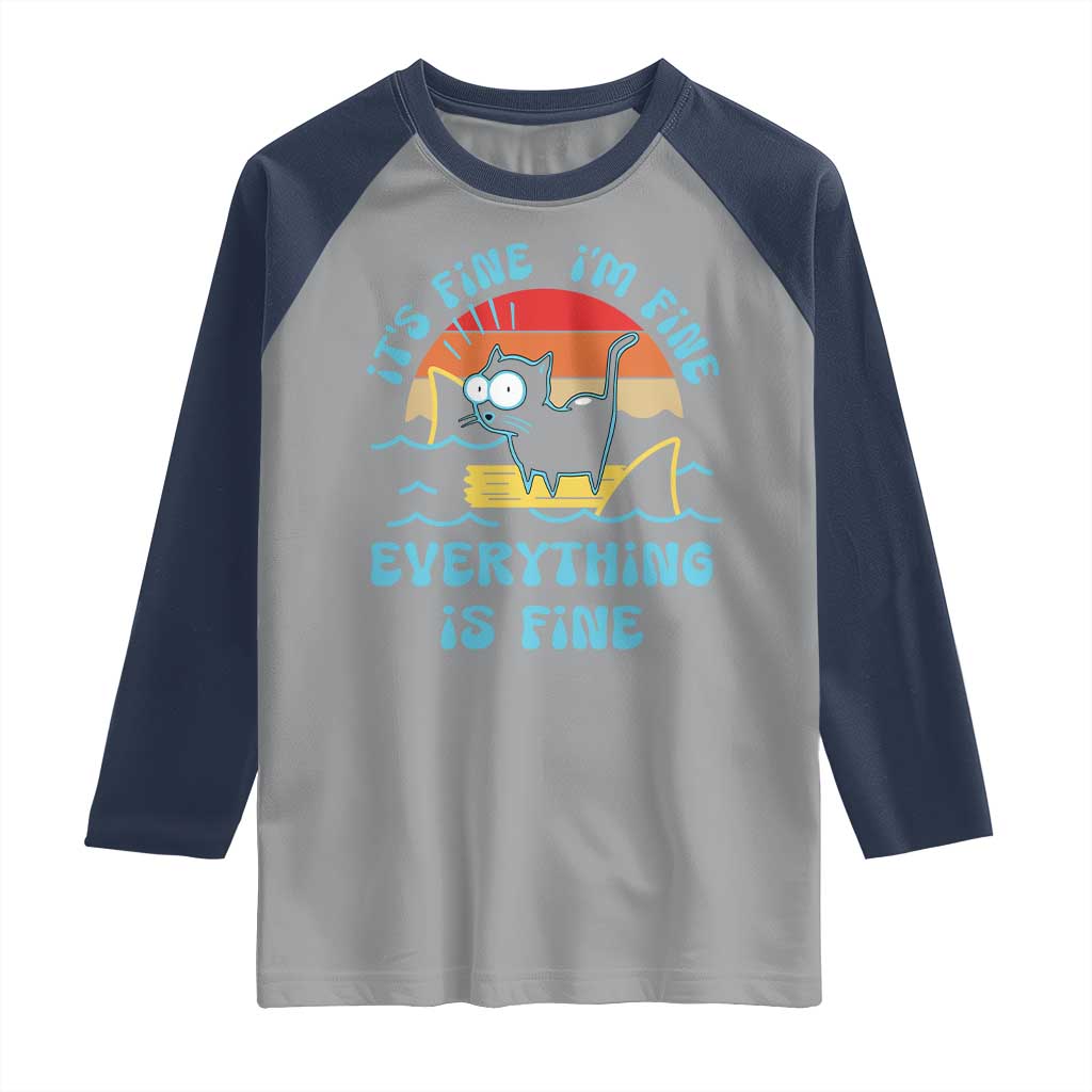 It's Fine I'm Fine Everything Is Fine Funny Cat Raglan Shirt Christmas Gift - Wonder Print Shop