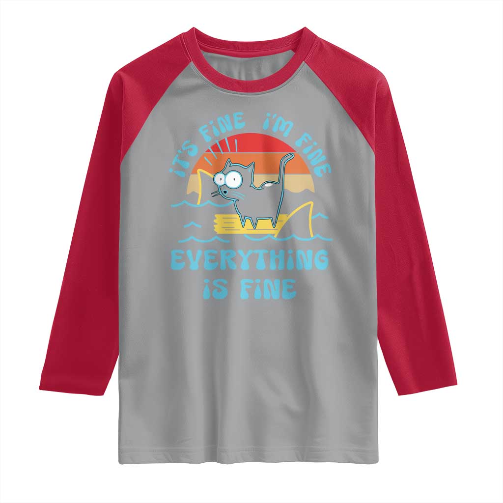 It's Fine I'm Fine Everything Is Fine Funny Cat Raglan Shirt Christmas Gift - Wonder Print Shop