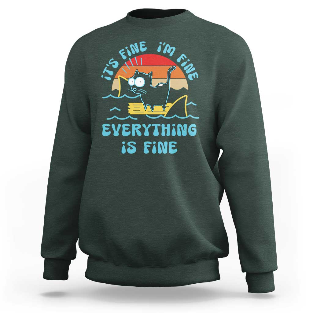 It's Fine I'm Fine Everything Is Fine Funny Cat Sweatshirt Christmas Gift - Wonder Print Shop