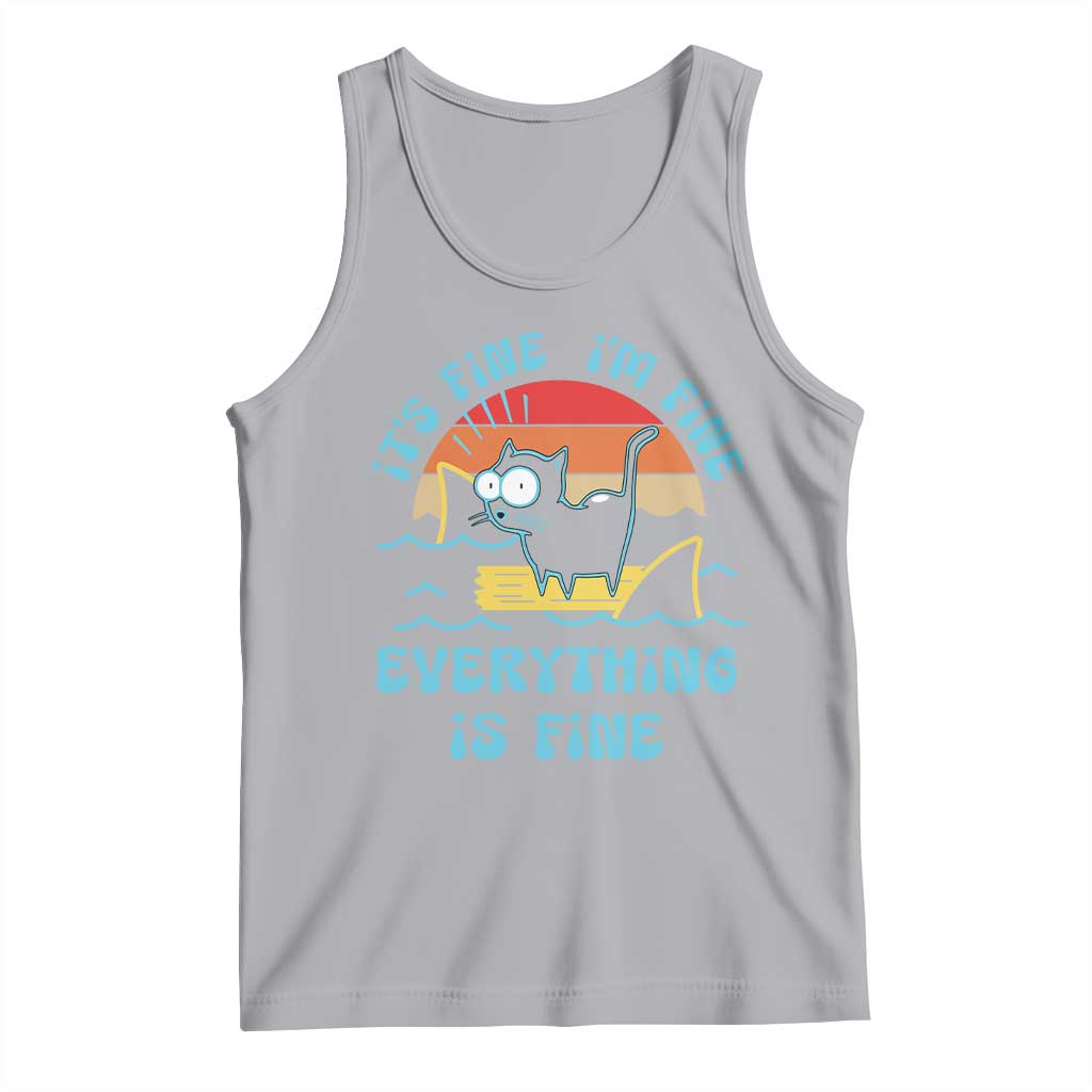It's Fine I'm Fine Everything Is Fine Funny Cat Tank Top Christmas Gift - Wonder Print Shop