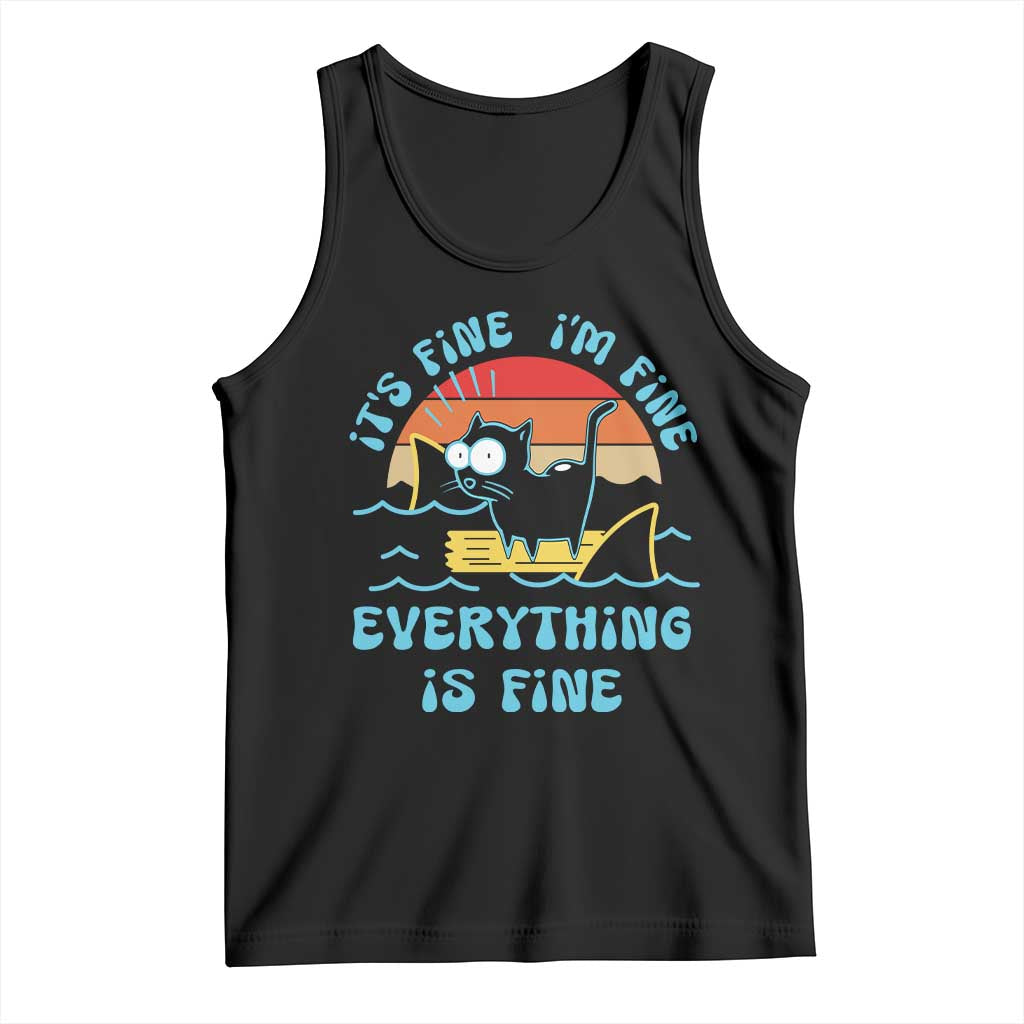 It's Fine I'm Fine Everything Is Fine Funny Cat Tank Top Christmas Gift - Wonder Print Shop