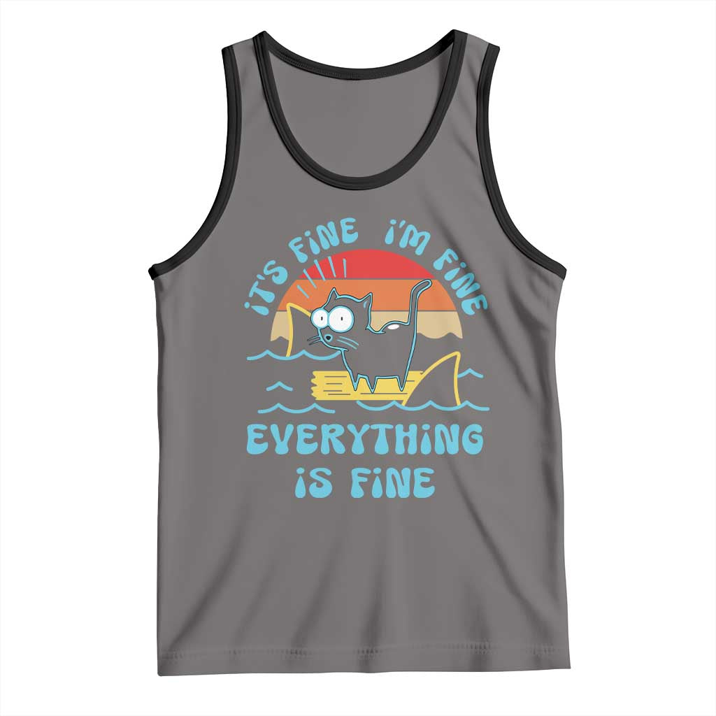 It's Fine I'm Fine Everything Is Fine Funny Cat Tank Top Christmas Gift - Wonder Print Shop