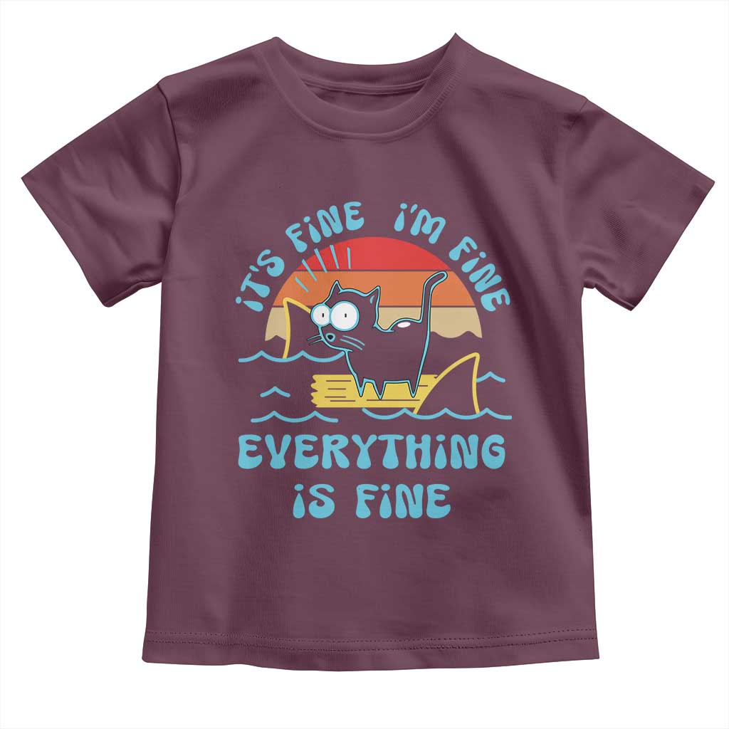 It's Fine I'm Fine Everything Is Fine Funny Cat Toddler T Shirt Christmas Gift - Wonder Print Shop