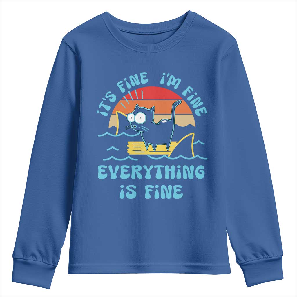 It's Fine I'm Fine Everything Is Fine Funny Cat Youth Sweatshirt Christmas Gift - Wonder Print Shop