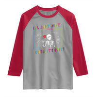 Funny Teacher Raglan Shirt I'll Just Wait Until It's Quiet Leopard Teachers Skeleton