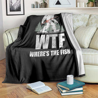 WTF Where's The Fish Throw Blanket Funny Fishing Gifts Bigfoot Sasquatch - Wonder Print Shop