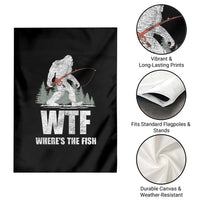 WTF Where's The Fish Garden Flag Funny Fishing Gifts Bigfoot Sasquatch - Wonder Print Shop