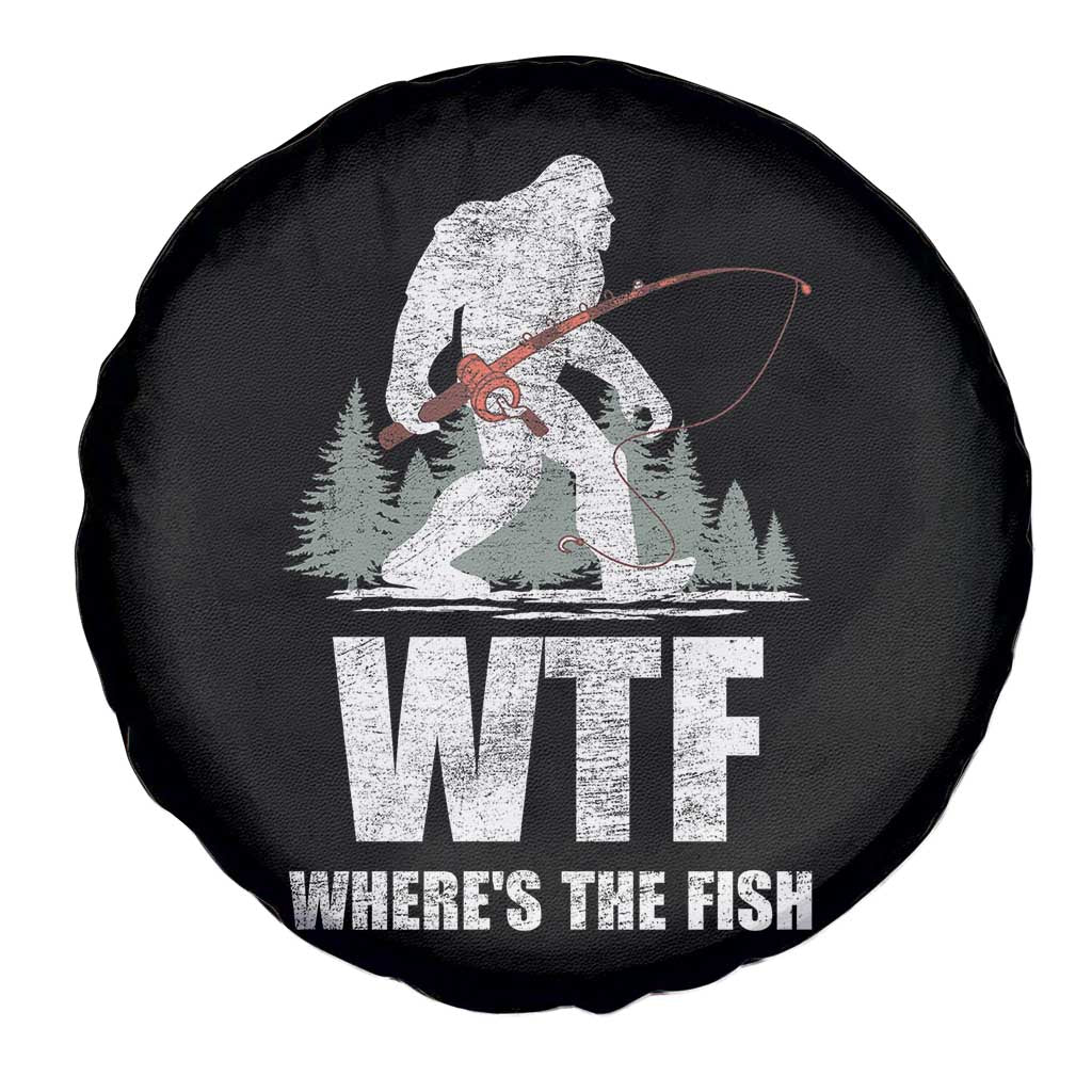 WTF Where's The Fish Spare Tire Cover Funny Fishing Gifts Bigfoot Sasquatch - Wonder Print Shop
