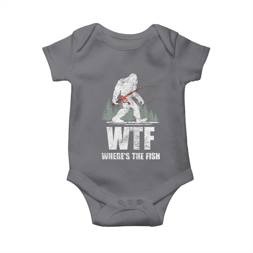 WTF Where's The Fish Baby Onesie Funny Fishing Gifts Bigfoot Sasquatch - Wonder Print Shop