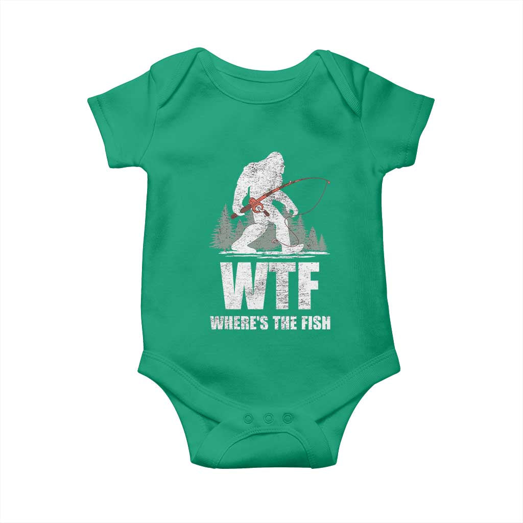 WTF Where's The Fish Baby Onesie Funny Fishing Gifts Bigfoot Sasquatch - Wonder Print Shop