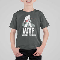 WTF Where's The Fish T Shirt For Kid Funny Fishing Gifts Bigfoot Sasquatch - Wonder Print Shop
