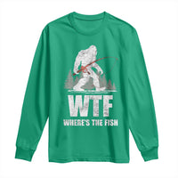 WTF Where's The Fish Long Sleeve Shirt Funny Fishing Gifts Bigfoot Sasquatch - Wonder Print Shop