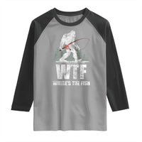 WTF Where's The Fish Raglan Shirt Funny Fishing Gifts Bigfoot Sasquatch - Wonder Print Shop