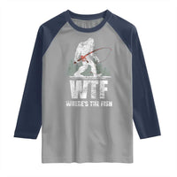 WTF Where's The Fish Raglan Shirt Funny Fishing Gifts Bigfoot Sasquatch - Wonder Print Shop