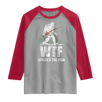 WTF Where's The Fish Raglan Shirt Funny Fishing Gifts Bigfoot Sasquatch - Wonder Print Shop
