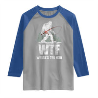 WTF Where's The Fish Raglan Shirt Funny Fishing Gifts Bigfoot Sasquatch - Wonder Print Shop