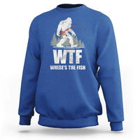 WTF Where's The Fish Sweatshirt Funny Fishing Gifts Bigfoot Sasquatch - Wonder Print Shop