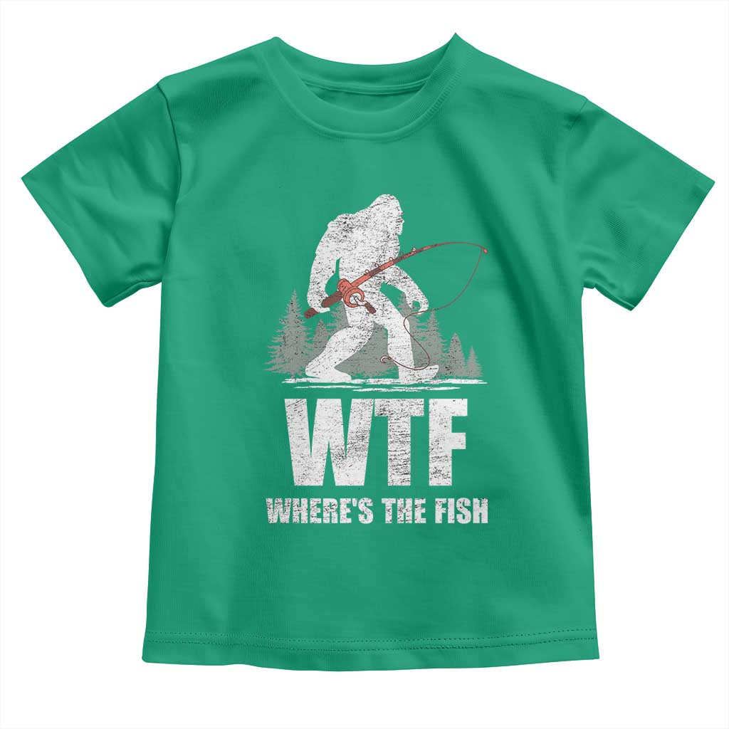WTF Where's The Fish Toddler T Shirt Funny Fishing Gifts Bigfoot Sasquatch - Wonder Print Shop