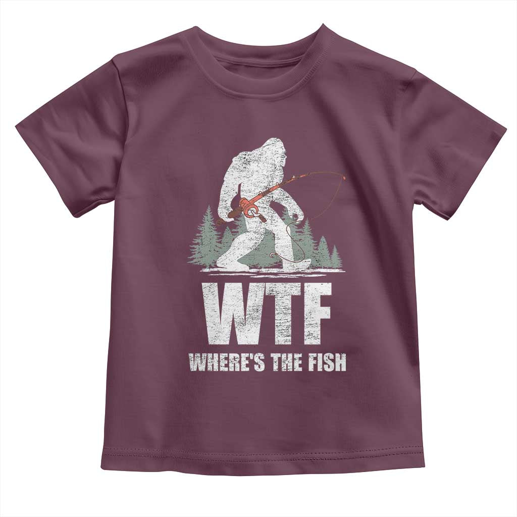 WTF Where's The Fish Toddler T Shirt Funny Fishing Gifts Bigfoot Sasquatch - Wonder Print Shop