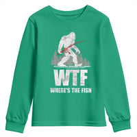 WTF Where's The Fish Youth Sweatshirt Funny Fishing Gifts Bigfoot Sasquatch - Wonder Print Shop