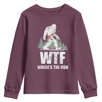 WTF Where's The Fish Youth Sweatshirt Funny Fishing Gifts Bigfoot Sasquatch - Wonder Print Shop