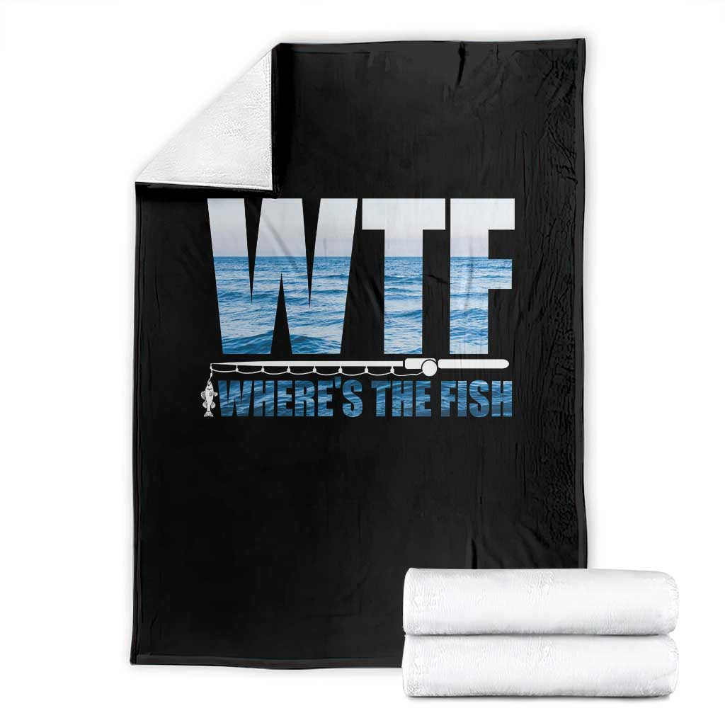 WTF Where's The Fish Throw Blanket Funny Fishing Gifts Fathers Day - Wonder Print Shop