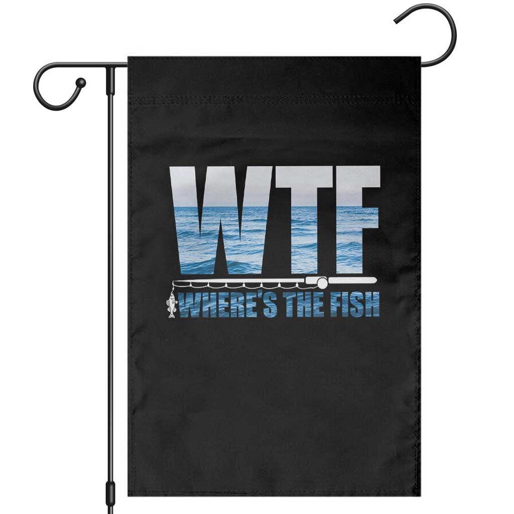 WTF Where's The Fish Garden Flag Funny Fishing Gifts Fathers Day - Wonder Print Shop