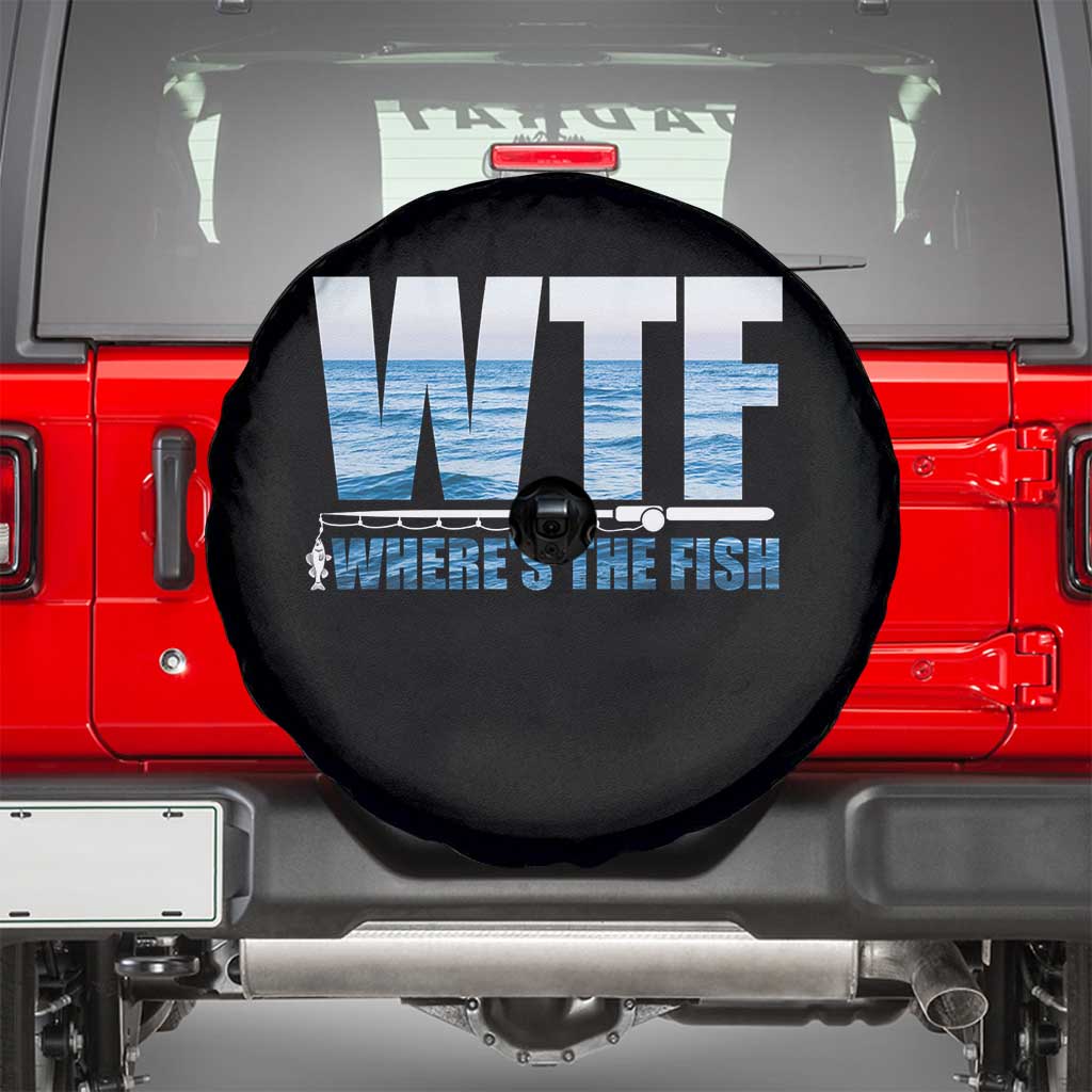 WTF Where's The Fish Spare Tire Cover Funny Fishing Gifts Fathers Day - Wonder Print Shop
