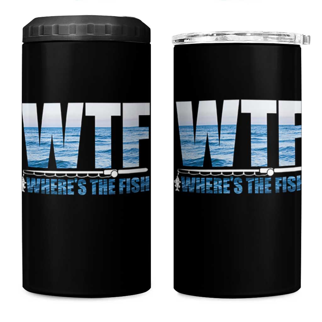 WTF Where's The Fish 4 in 1 Can Cooler Tumbler Funny Fishing Gifts Fathers Day - Wonder Print Shop