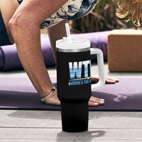 WTF Where's The Fish Tumbler With Handle Funny Fishing Gifts Fathers Day - Wonder Print Shop